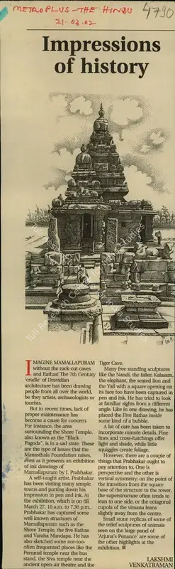 Lakshmi Venkatraman (Reporter), Impressions of History, 2002, Newspaper Clipping
