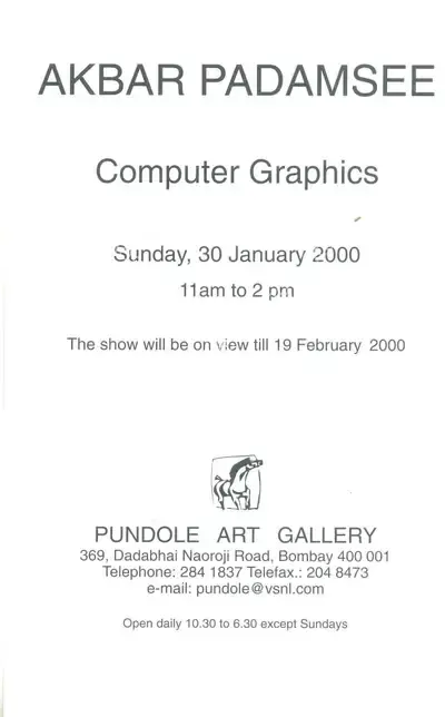 Akbar Padamsee (Artist), Akbar Padamsee, 2000, Solo Exhibition Invitation