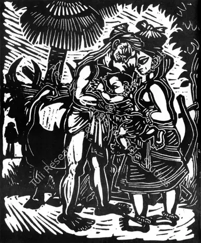 Chittaprosad (Artist), Village Family, Painting