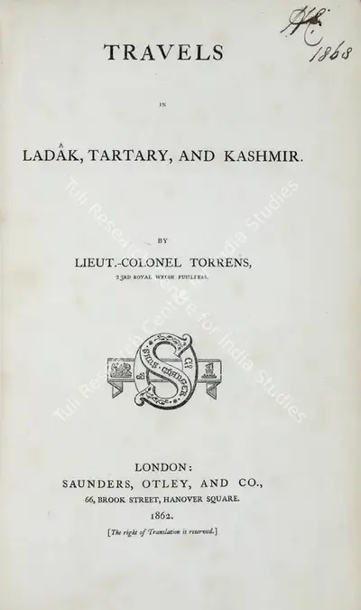Colonel Torrens (Author), Travels, 1862, Authored Antiquarian Book