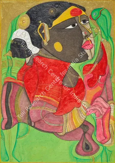 Thota Vaikuntam (Artist), Untitled (Woman with Parrot), 2005, Painting