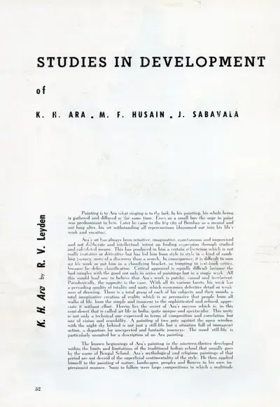 R. Von Leyden (Essayist), Studies in Development of K. H. Ara, 1953, Essay