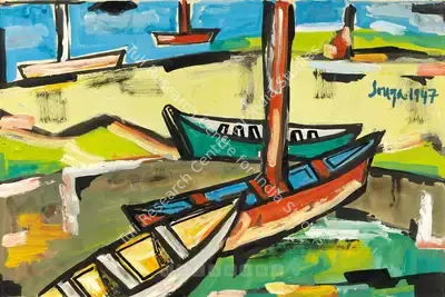 F.N. Souza (Artist), Untitled (Goan Port), 1947, Painting