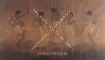 Pulin Behari Dutt (Artist), Maidens & Musicians Dancing, 1931, Painting