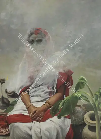 Bikash Bhattacharjee (Artist), Deity, 1982, Painting
