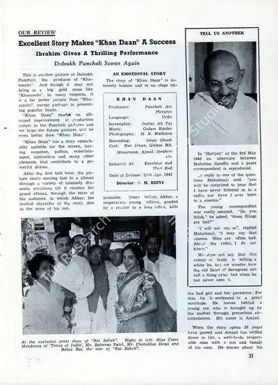 Excellent Story makes "Khan Daan" A Success, 1942, Film Review