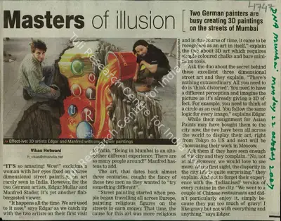 Vikas Hotwani (Reporter), Masters of illusion, 2007, Newspaper Clipping
