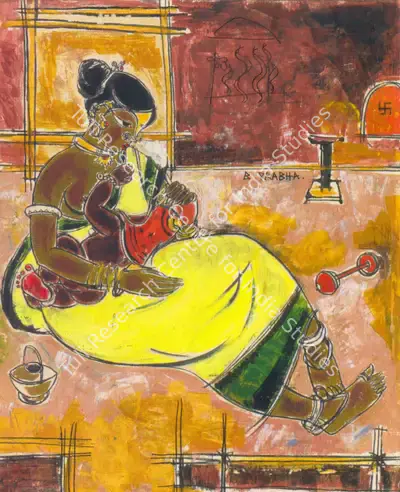 B. Prabha (Artist), Untitled, 1955, Painting