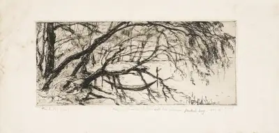 Mukul Dey (Artist), The Little Boat, 1959, Graphic Art