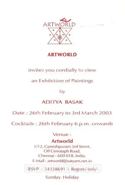 Aditya Basak (Artist), Aditya Basak, 2003, Solo Exhibition Invitation