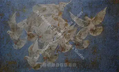 Jamil Naqsh (Artist), Pigeons, 1987, Painting