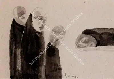 Somnath Hore (Artist), Untitled (Figures), 1980, Painting