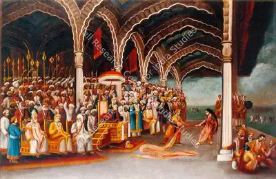 Motilal Pal (Artist), Draupadi Vastraharan (The Disrobing Of Draupadi), 1920, Painting