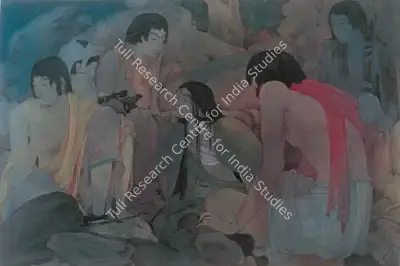 Ramgopal Vijaiwargiya (Artist), Draupadi & the Pandavas, 1939, Painting