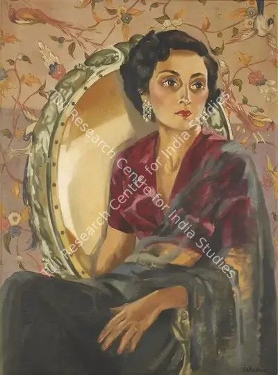 Jehangir&nbsp;Sabavala (Artist), Portrait of Meher (The Grey Sari), 1951, Painting
