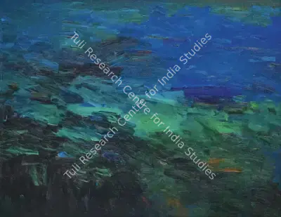 K.M. Adimoolam (Artist), Blues & Greens of Andaman, 1989, Painting