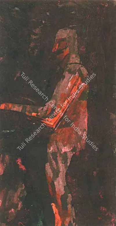 Rabindranath Tagore (Artist), Figure of a Man, 1929, Painting