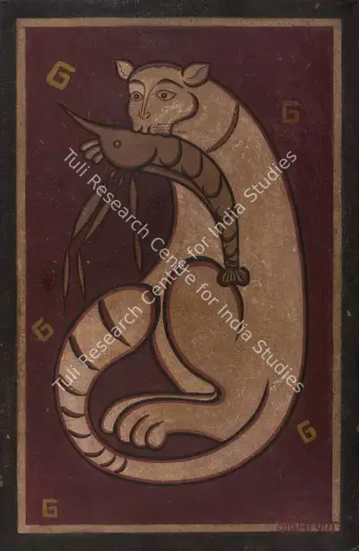 Jamini Roy (Artist), Cat and Lobster, 1932, Painting
