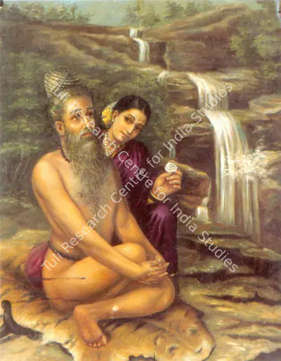 R. Regunatha Naidu (Artist), Viswamitra and Menaka, 1893, Painting