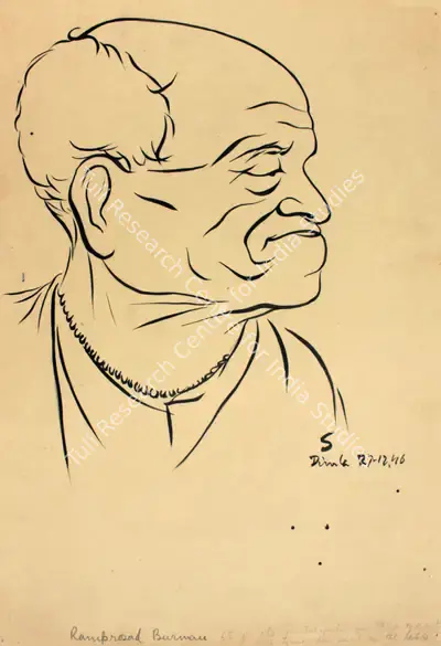 Somnath Hore (Artist), Ramprosad Burman, 1946, Painting