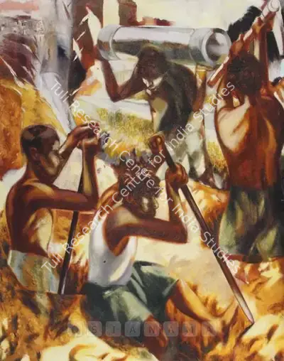 Nataraj Sharma (Artist), Pipe Layers, 1991, Painting
