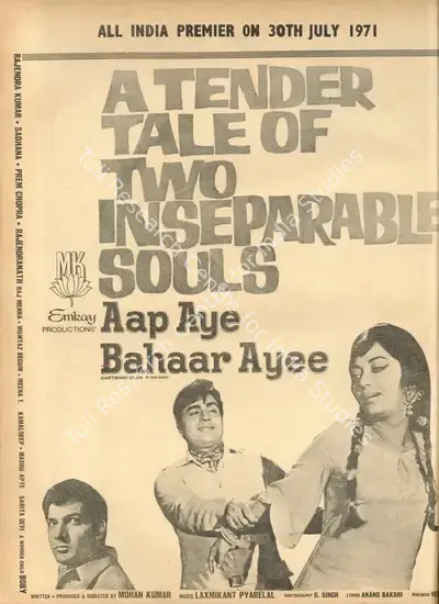 Mohan Kumar (Producer), Aap Aye Bahaar Ayee, 1971, Advertisement