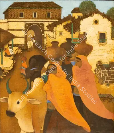 A.A. Raiba (Artist), Untitled (Village women), 1970, Painting