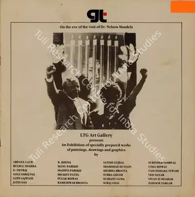 L.T.G. Art Gallery (Organiser), On the Eve of the Visit of Dr. Nelson Mandela, 1990, Group Exhibition Catalogue