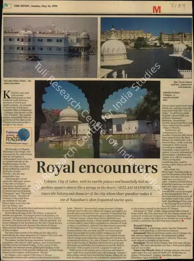 Neelam Mathews (Reporter), Royal Encounters, 1999, Newspaper Clipping