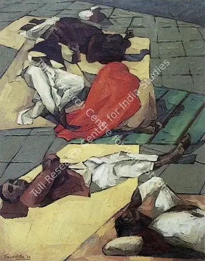 Sabavala, Jehangir (Artist). The Pavement Dwellers. Oil on Canvas, 1956 | The Crucible of Painting | Painting | FineArts | 00182399