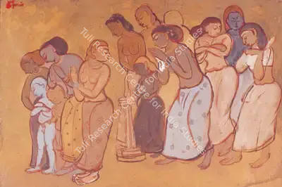 S. Dhanapal (Artist), Worship, 1956, Painting