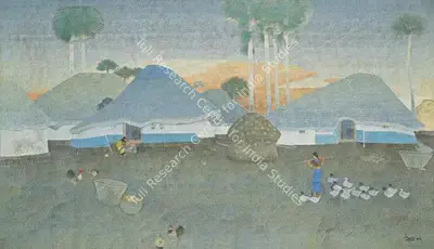 Bendre, N.S. (Artist). Untitled. Oil on canvas, 1980 | Painting | FineArts | 00548118
