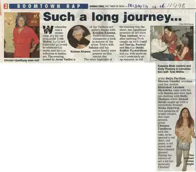 Kirti Surve (Photographer), Such a Long Journey…, 2006, Newspaper clipping