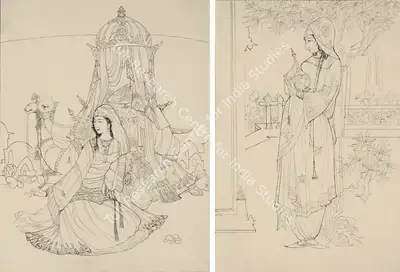 M.A.R. Chughtai (Artist), Studies, 1927, Drawing
