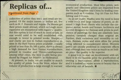 Swapna Sathish (Reporter), Replicas of a Rich Heritage, 2003, Newspaper Clipping