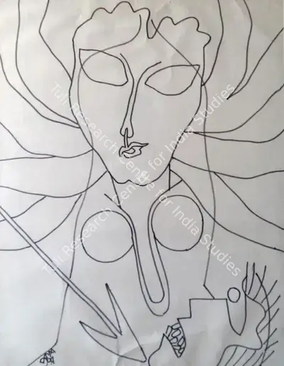 Prokash Karmakar (Artist), Durga, 1997, Drawing
