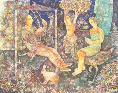 Sakti Burman (Artist), A Quiet Afternoon, 2002, Painting