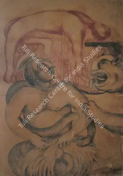 Manjit Bawa (Artist), Death Of Safdar Hashmi, 1989, Drawing