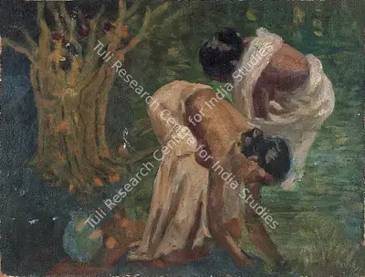 Satish Sinha (Artist), Women in Rice Fields, 1941, Painting
