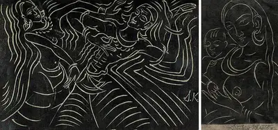 Sudhir Khastgir (Artist), Thinking Man, 1944, Graphic Art