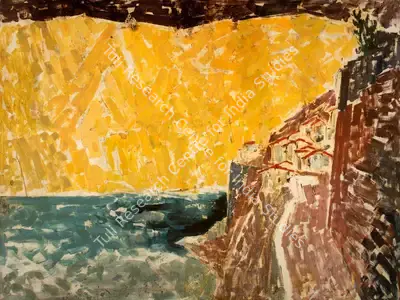 N.S. Bendre (Artist), Untitled (Hillside/Gorge), 1950, Painting