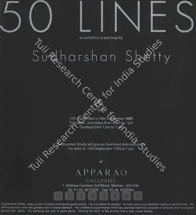 Sudarshan Shetty (Artist), 50 Lines, 1999, Solo Exhibition Invitation