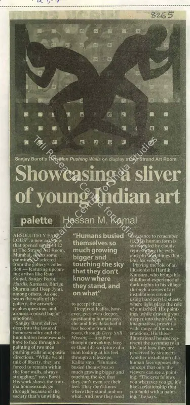 Hassan M. Kamal (Reporter), Showcasing A Silver of Young Indian Art, 2009, Newspaper Clipping
