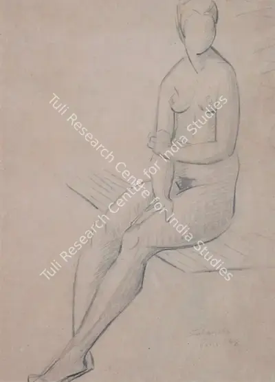 Jehangir Sabavala (Artist), Untitled, 1948, Drawing