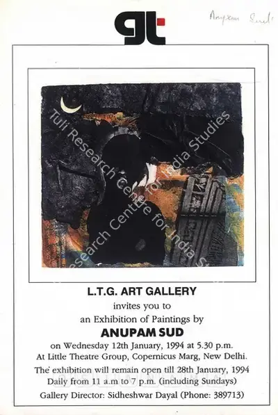 Anupam Sud (Artist), Anupam Sud, 1994, Solo Exhibition Invitation