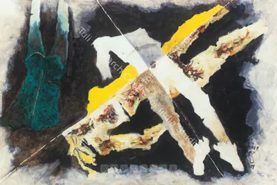 Husain, M.F. (Artist). Bodies Drift. Oil on canvas, 1971 | Painting | FineArts | 00598510