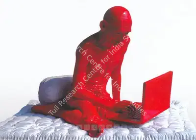 Debanjan Roy (Artist), India Shining I (Gandhi And The Laptop), 2007, Sculpture