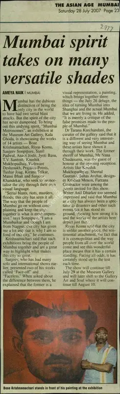 Ameya Naik (Reporter), Mumbai Spirit Takes On Many Versatile Shades, 2007, Newspaper Clipping