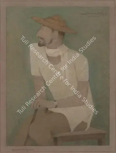 Lalu Prasad Shaw (Artist), Untitled (Seated Figure), 1989, Painting