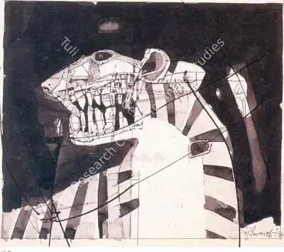 Ganesh Pyne (Artist), The Teeth, 1978, Drawing